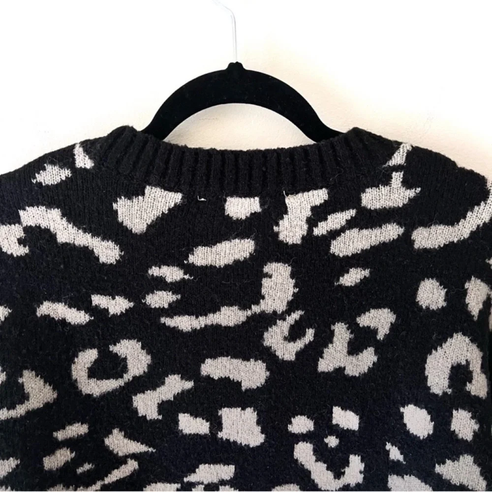 WORKSHOP Leopard print sweater oversized slouchy black tan size M